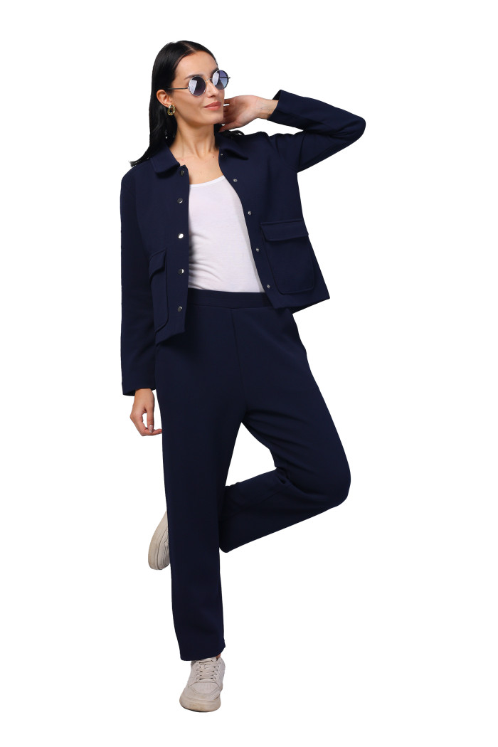 A model showcasing Women Co-ord Set in Scuba Crush Fabric thumbnail.